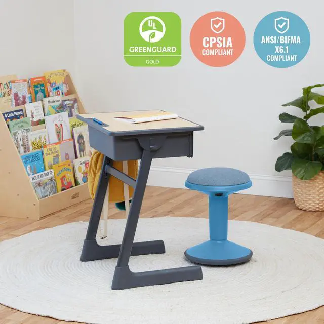 Alt view image 7 of 7 - Sitwell Wobble Stool with Cushion, Adjustable Height, Active Seating, Powder Blue