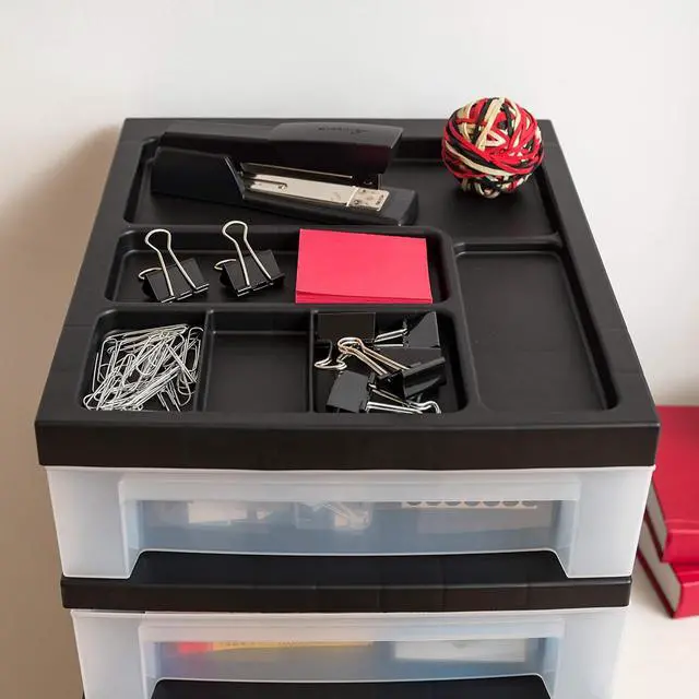 Alt view image 7 of 7 - 2 Pack 10-Drawer Plastic Storage Rolling Organizer Cart with Caster Wheels for Laundry Room, Bathroom, or Closet Dresser Storage, Black/Clear