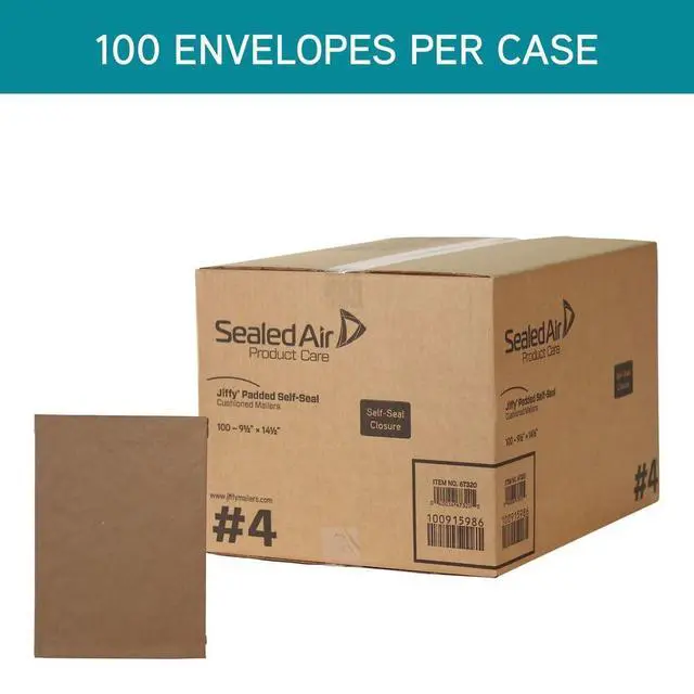 Alt view image 5 of 7 - Jiffy Padded Shipping Mailers, Case of 100, Self Seal Heavy Duty Recycled Cushioned Mailing Envelope, #4-9.5" x 14.5", Kraft