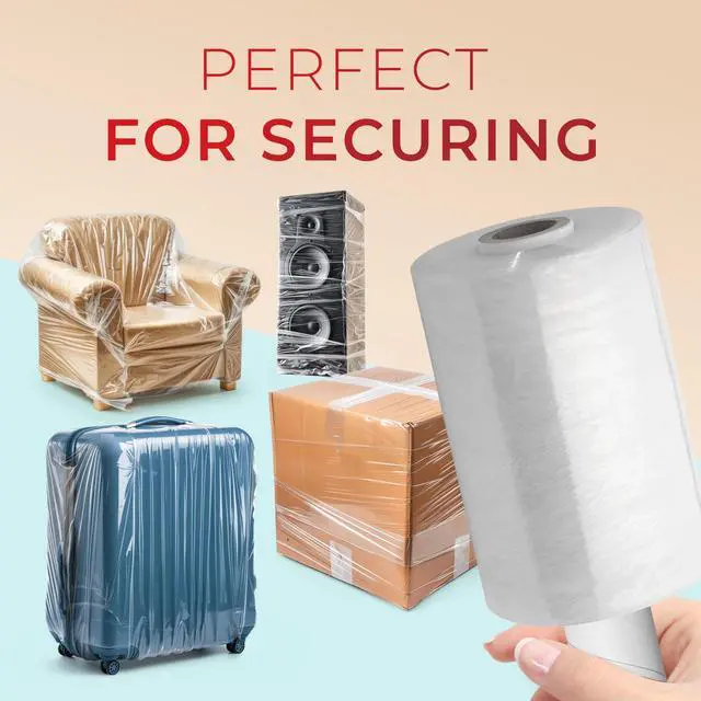 Alt view image 3 of 6 - Shrink Wrap Roll for Moving | 80 Gauge 5" x 1000 FT Plastic Wraps for Packing | Clear Stretch Film for Pallets, Furniture, Boxes & Storage Protection - 6 Pack