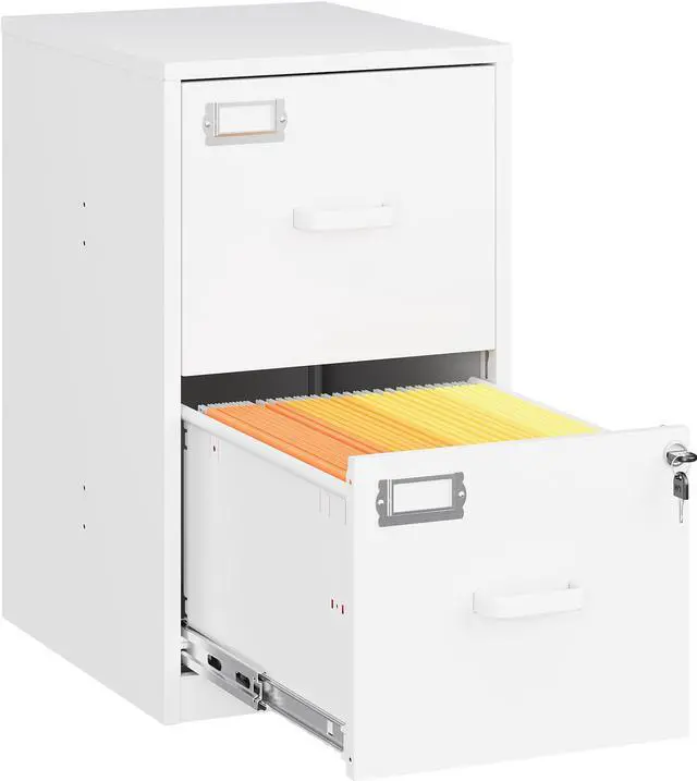 Main image of 2 Drawer File Cabinet with Lock,Narrow Vertical Filing Cabinet,Under Desk File Cabinets,White Metal File Cabinets for Home Office,Fit Letter/A4/Legal Size File,Easy Assembly