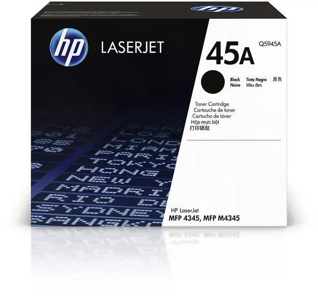 Main image of Original 45A Black Toner Cartridge | Works LaserJet 4345 MFP Series, LaserJet M4345 MFP Series | Q5945A