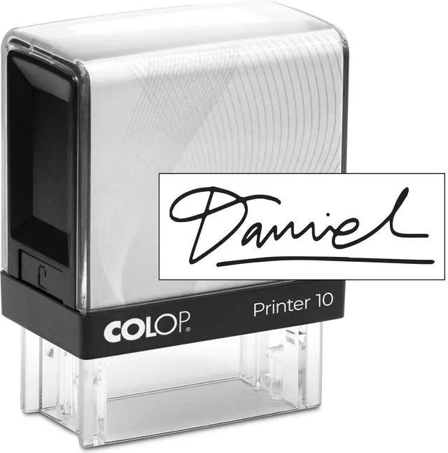 Main image of COLOP Extra Small Size Self Inking Custom Signature Stamp - 15 Ink Colors, Rectangular, Multi-Colored, Up to 13 Characters per Line