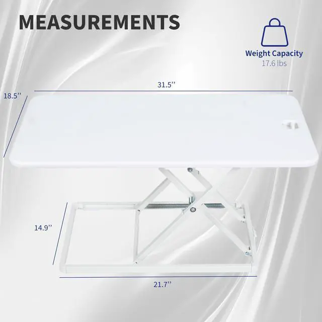 Alt view image 3 of 7 - Ultra-Slim 32 Inch Single Top Height Adjustable Standing Desk Riser, Compact Sit Stand Desktop Converter for Monitor or Laptop, White, DESK-V032JW