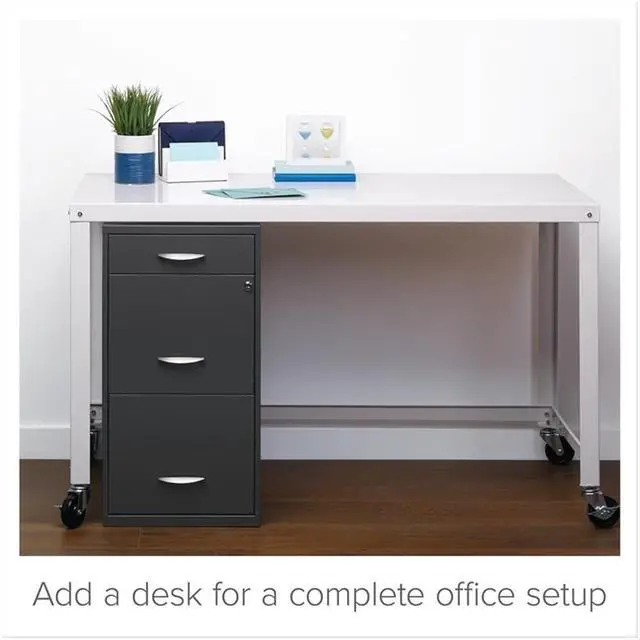 Alt view image 4 of 7 - 3 Drawers 27.32" Vertical Charcoal Metal Filing Cabinet Lockable Pre-Assembled Stationary Letter Size for Home, Office