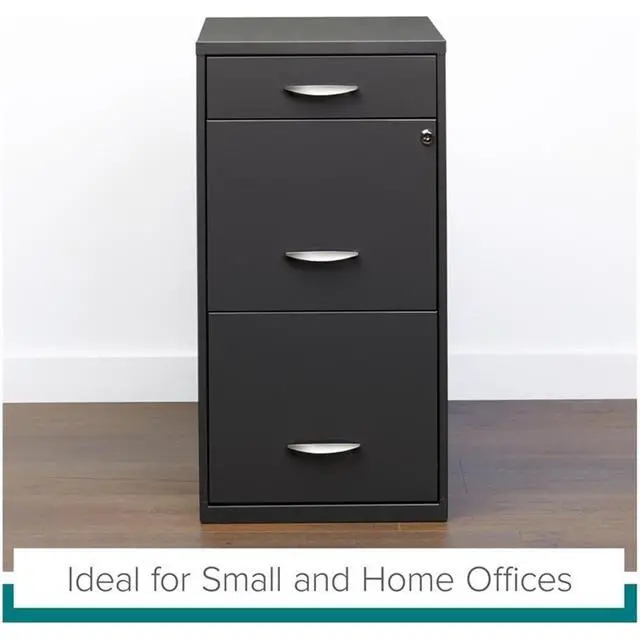 Alt view image 5 of 7 - 3 Drawers 27.32" Vertical Charcoal Metal Filing Cabinet Lockable Pre-Assembled Stationary Letter Size for Home, Office