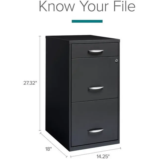 Alt view image 2 of 7 - 3 Drawers 27.32" Vertical Charcoal Metal Filing Cabinet Lockable Pre-Assembled Stationary Letter Size for Home, Office