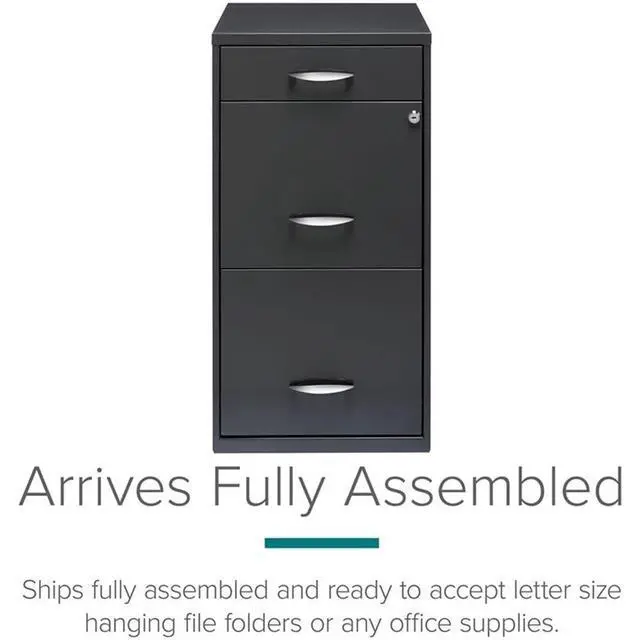 Alt view image 6 of 7 - 3 Drawers 27.32" Vertical Charcoal Metal Filing Cabinet Lockable Pre-Assembled Stationary Letter Size for Home, Office