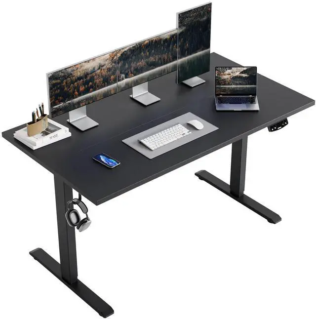Main image of Electric Height Adjustable Standing Desk, 55 Inch, Black | Smooth Height Adjustment, Memory Presets, Hooks, Stable Steel Frame,154 lbs Capacity, Easy Assembly, Splice Board