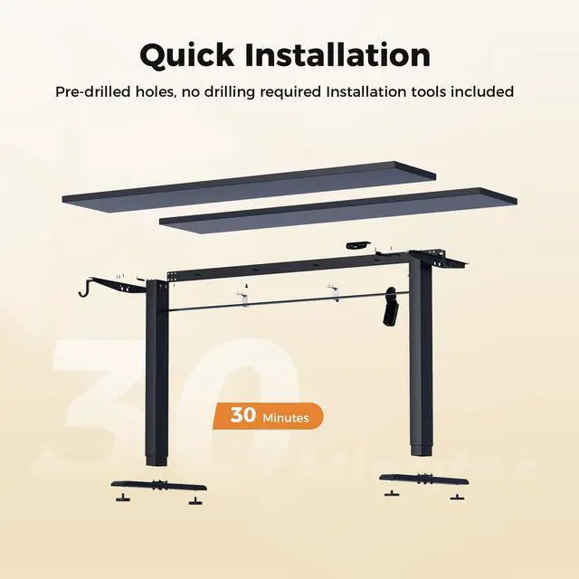 Alt view image 7 of 7 - Electric Height Adjustable Standing Desk, 55 Inch, Black | Smooth Height Adjustment, Memory Presets, Hooks, Stable Steel Frame,154 lbs Capacity, Easy Assembly, Splice Board
