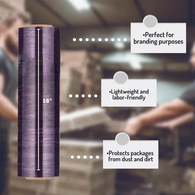 Alt view image 5 of 7 - PSBM Tinted Purple Plastic Stretch Film/Wrap 18" x 1500' 47 GA 4 Rolls | Stretch Wrap, Heavy Duty Plastic Film, Industrial Strength Shrink Packaging for Moving, Packing, Shipping, Warehouse Storage
