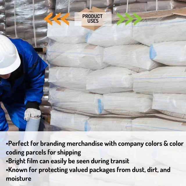 Alt view image 6 of 7 - PSBM Tinted Purple Plastic Stretch Film/Wrap 18" x 1500' 47 GA 4 Rolls | Stretch Wrap, Heavy Duty Plastic Film, Industrial Strength Shrink Packaging for Moving, Packing, Shipping, Warehouse Storage