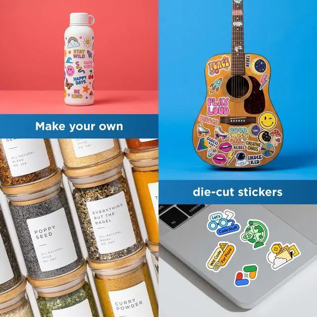 Alt view image 7 of 7 - OnlineLabels 8.5" x 11" Sticker Paper - White Matte - Inkjet/Laser | 25 Sheets, Permanent Adhesive, Blank Full Sheet Labels, Inkjet & Laser Compatible, Works With Cricut, Silhouette, & More
