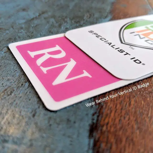 Alt view image 5 of 7 - 5 Pack - Pink RN Badge Buddy - Vertical - Heavy Duty Spill Proof & Tear Resistant Cards - Double Sided- Quick Role Identifier ID Buddies for Registered Nurse - Printed in The USA by