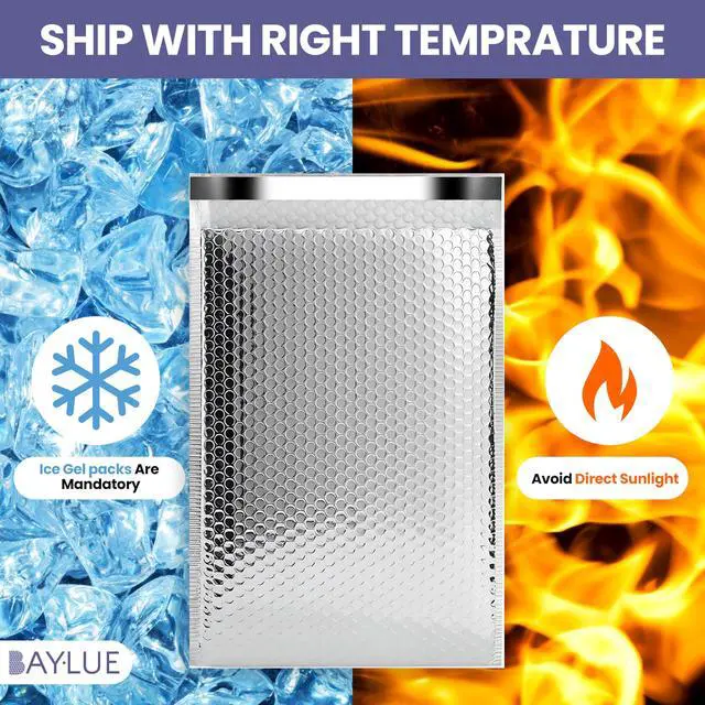 Alt view image 3 of 5 - Thermal Insulated Mailers 8x11, Cold Shipping Envelopes, 100 Pack | Keeps Contents Cold, Self-Seal Closure, Cushioned Protection, Tear-Resistant Foil, Bulk Pack, Size #2