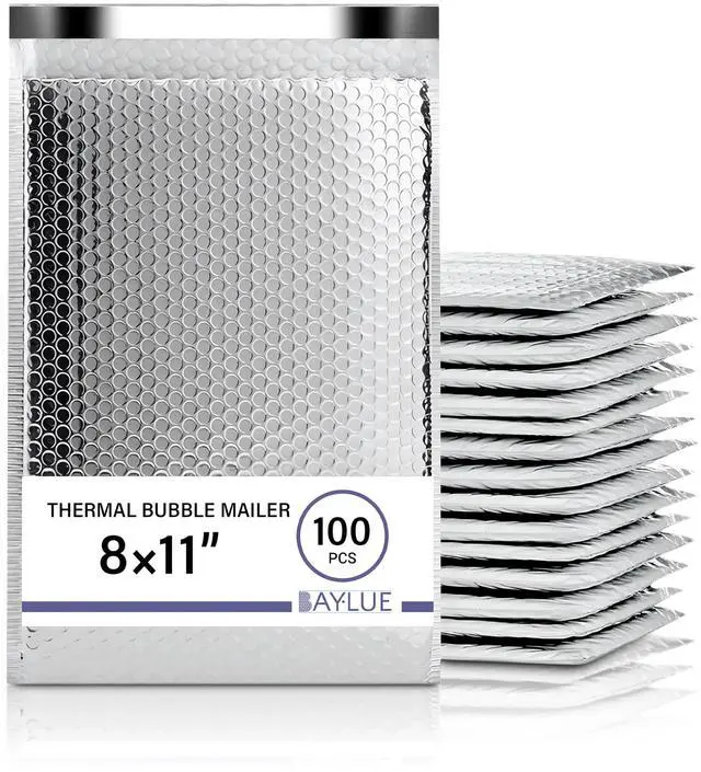 Main image of Thermal Insulated Mailers 8x11, Cold Shipping Envelopes, 100 Pack | Keeps Contents Cold, Self-Seal Closure, Cushioned Protection, Tear-Resistant Foil, Bulk Pack, Size #2