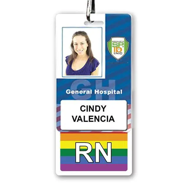 Alt view image 4 of 6 - 5 Pack - RN Badge Buddy - Heavy Duty Vertical Badge Buddies for Nurses - Spill & Tear Proof Cards - 2 Sided USA Printed Quick Role Identifier ID Tag Backer by (Rainbow)
