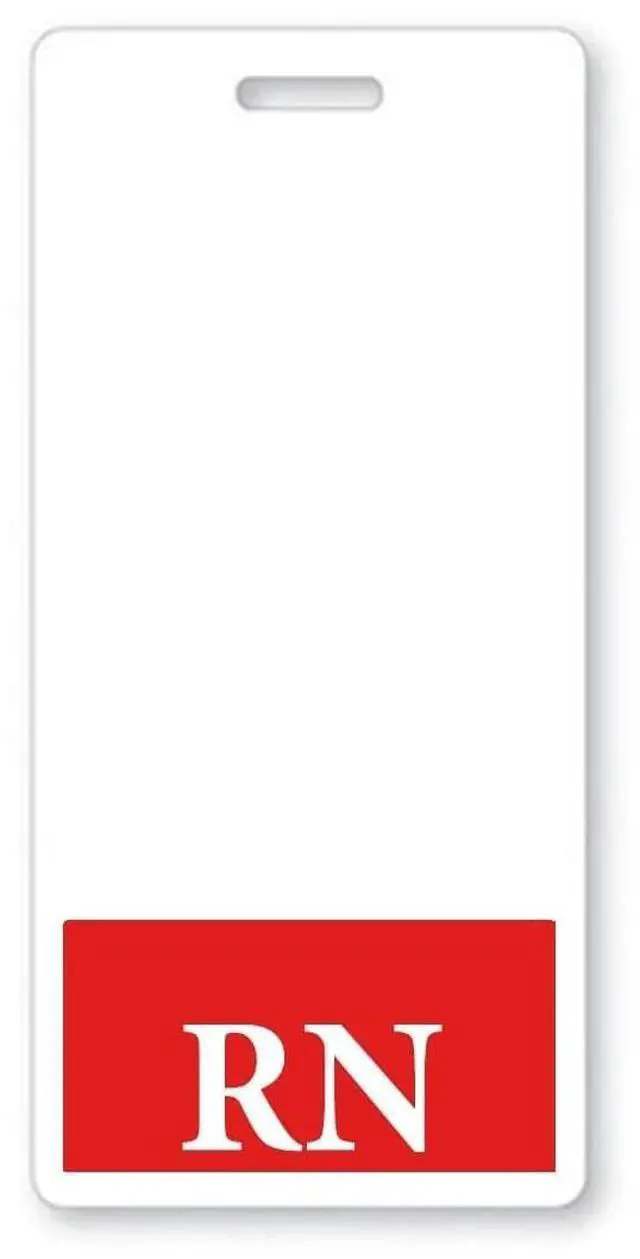 Main image of 5 Pack - RN Badge Buddy - Heavy Duty Vertical Badge Buddies for Registered Nurses - Spill & Tear Proof Cards - 2 Sided USA Printed Quick Role Identifier ID Tag Backer by (Red)