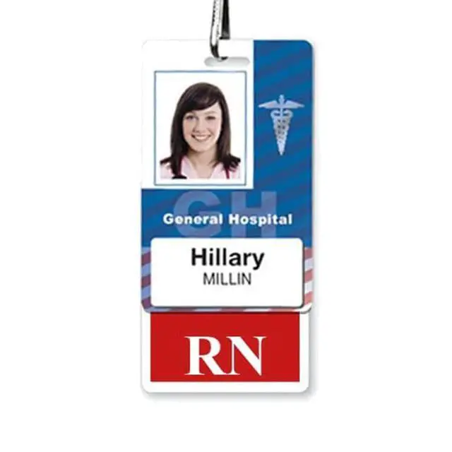 Alt view image 2 of 6 - 5 Pack - RN Badge Buddy - Heavy Duty Vertical Badge Buddies for Registered Nurses - Spill & Tear Proof Cards - 2 Sided USA Printed Quick Role Identifier ID Tag Backer by (Red)