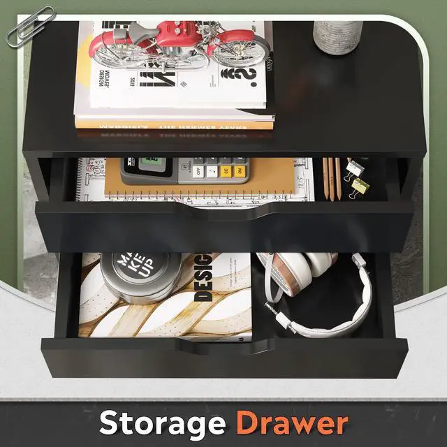 Alt view image 4 of 7 - 7-Drawer Office File Cabinets, Mobile Craft Storage Cabinet, Black | Wood Drawer Unit, Storage Cabinet, Rolling Cart, Printer Stand, Filing Cabinet with Drawers