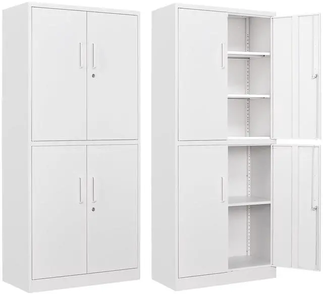 Main image of Metal Storage Cabinet with Lock Door, Adjustable Shelf Steel Cabinets for Office, Home,Pantry,Kitchen,Garage Utility Cabinet (4 Door-White)