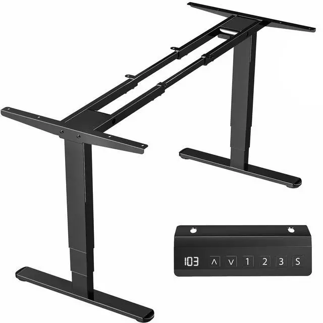 Main image of Electric Dual Motor Stand Up Desk Frame for 40 to 85 inch Table Tops, Frame Only, 3 Stage Height Adjustable DIY Workstation with Memory Controller, Black, DESK-V103E