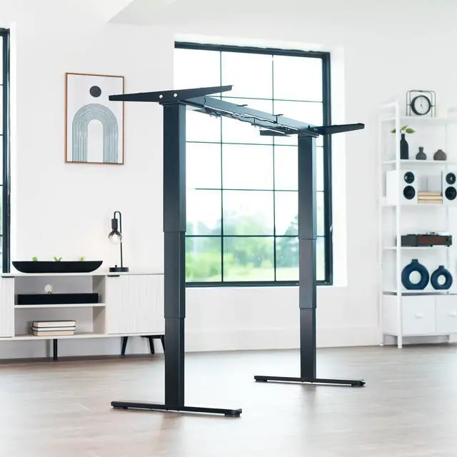 Alt view image 2 of 7 - Electric Dual Motor Stand Up Desk Frame for 40 to 85 inch Table Tops, Frame Only, 3 Stage Height Adjustable DIY Workstation with Memory Controller, Black, DESK-V103E