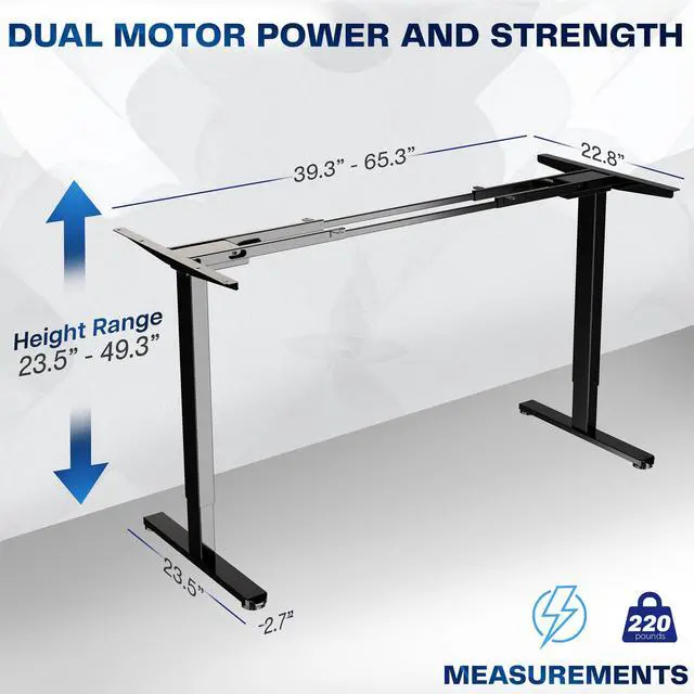 Alt view image 3 of 7 - Electric Dual Motor Stand Up Desk Frame for 40 to 85 inch Table Tops, Frame Only, 3 Stage Height Adjustable DIY Workstation with Memory Controller, Black, DESK-V103E