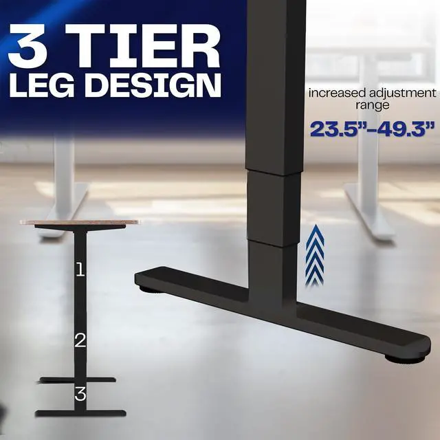 Alt view image 6 of 7 - Electric Dual Motor Stand Up Desk Frame for 40 to 85 inch Table Tops, Frame Only, 3 Stage Height Adjustable DIY Workstation with Memory Controller, Black, DESK-V103E