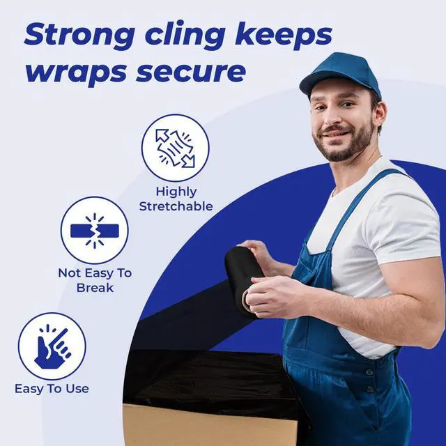 Alt view image 5 of 7 - Bulk Plastic Wrap, 5 Pack, True 18" x 1500 ft Black Shrink Wrap | Industrial Strength Pallet Stretch Wrap, 80 Gauge / 20 Microns, 9.4 lbs / Roll, Black Heavy Duty Shrink Wrap Roll, Bulk Wrap