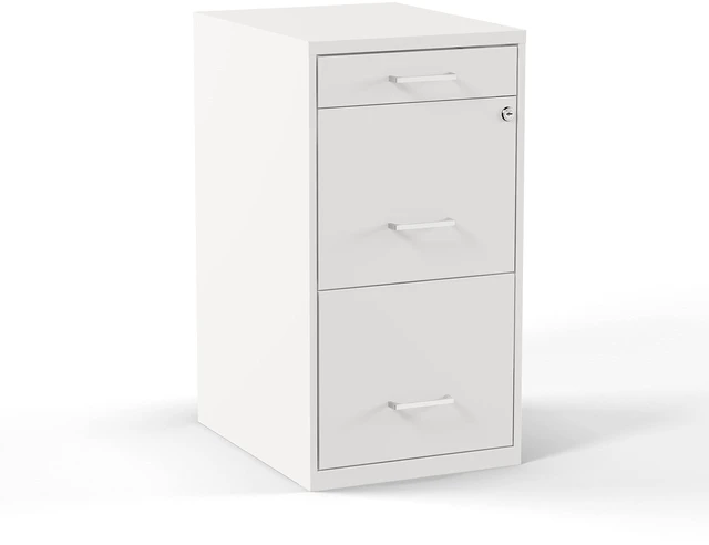 Main image of 3-Drawer Vertical File Cabinet, Letter/Legal, Locking, White | Compatible storage for letter and legal documents in offices