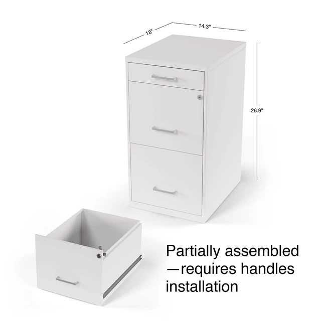 Alt view image 3 of 7 - 3-Drawer Vertical File Cabinet, Letter/Legal, Locking, White | Compatible storage for letter and legal documents in offices