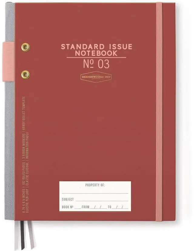 Main image of Standard Issue 3 Planner, Rosewood & Blush, 6.75x8.5 in | Undated Daily Planner & Writing Journal, 192 Lined Pages, Pen Holder, Small Notebook for Work & Journaling