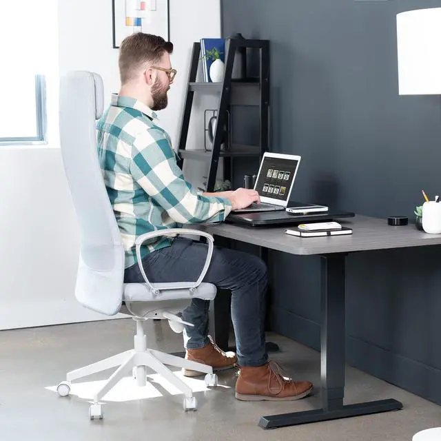 Alt view image 6 of 7 - Ultra-Slim 32 Inch Single Top Height Adjustable Standing Desk Riser, Compact Sit Stand Desktop Converter for Monitor or Laptop, Black, DESK-V032J