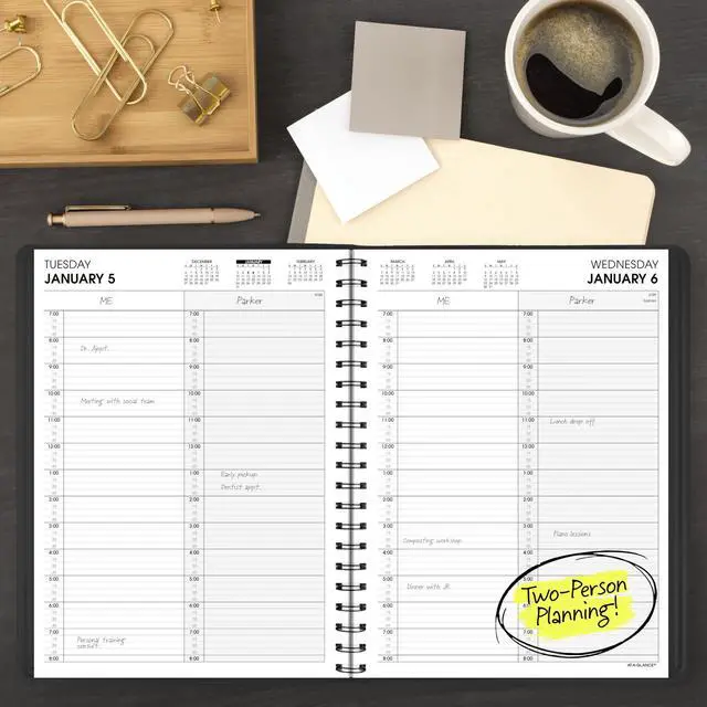 Alt view image 2 of 7 - 2027 Appointment Book Planner, Daily Group Planner, 8" x 11", Two Person, Quarter-Hour, Black (702220527)