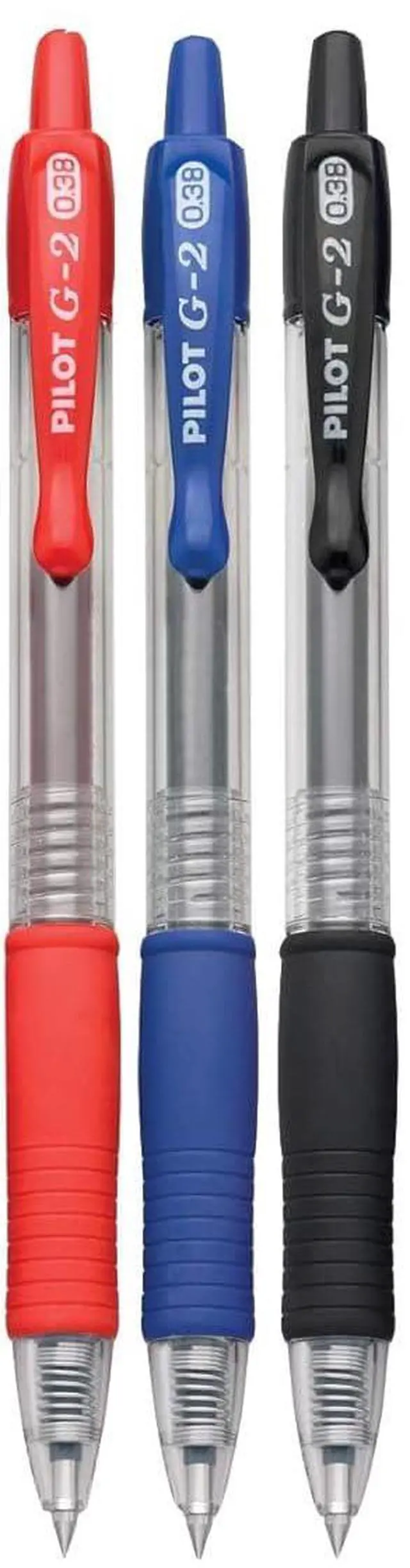 Main image of G2 Retractable Premium Gel Ink Roller Ball Pens Ultra Fine Point (.38mm) Black/Blue/Red Ink 3 pack; Refillable & Premium Comfort Grip