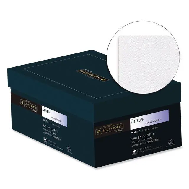 Alt view image 2 of 3 - J55410 25% Cotton #10 Envelope White 24 lbs. Linen 250/Box FSC