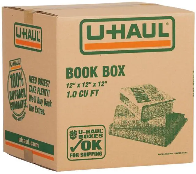 Main image of U-Haul 11-Piece Book Moving & Shipping Box Kit with Handles Includes 10 Book Boxes (12 x 12 x 12 L x W x H) and 1 Roll of Packing Tape