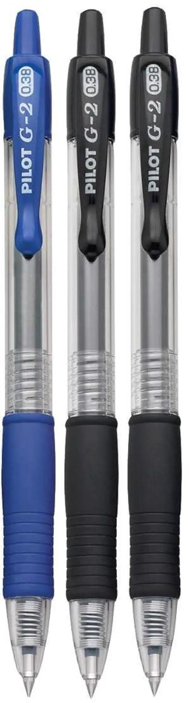 Main image of G2 Retractable Premium Gel Ink Roller Ball Pens Ultra Fine Point (.38mm) Black/Blue Ink 3 pack; Refillable & Premium Comfort Grip