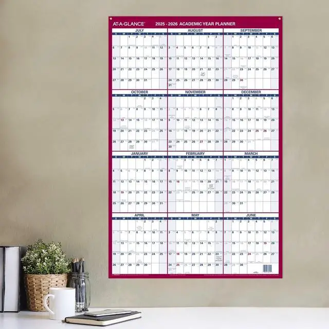 Alt view image 2 of 5 - Erasable Calendar 2025-2026, Dry Erase Wall Planner, 24" x 36", Large, Academic & Regular Year, Double Sided, Vertical (PM210S28)