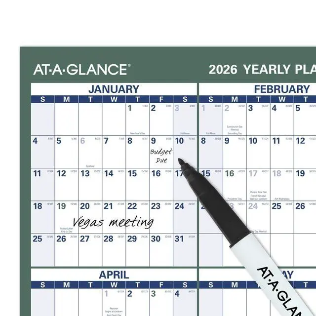 Alt view image 5 of 5 - Erasable Calendar 2025-2026, Dry Erase Wall Planner, 24" x 36", Large, Academic & Regular Year, Double Sided, Vertical (PM210S28)