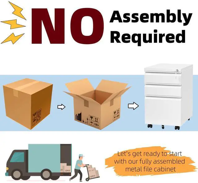 Alt view image 4 of 7 - Mobile File Cabinet for Home Office, Lockable 3 Drawer Filing Cabinet with Wheels for A4-Size/Letter-Size/Legal-Size, Fully Assembled Except Casters, White