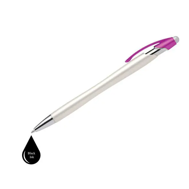 Alt view image 3 of 7 - ExpressDesigns - Custom Pens with Stylus - The Pearl - Personalized Metallic Printed Name Pens with Black Ink - Imprinted w/Logo or Message with personalization - 12 pack (Green)