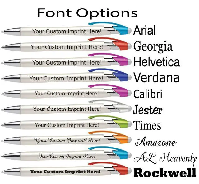 Alt view image 6 of 7 - ExpressDesigns - Custom Pens with Stylus - The Pearl - Personalized Metallic Printed Name Pens with Black Ink - Imprinted w/Logo or Message with personalization - 12 pack (Green)