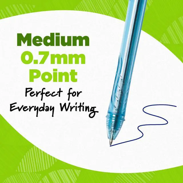 Alt view image 2 of 6 - Ecolutions Gel Pen, Medium Point (1.0mm), Blue Ink, 12-Count | Smooth-flowing Ink for Long Writing, Semi-clear Barrel for Ink Checks, 78 Percent Ocean-bound Recycled Plastic