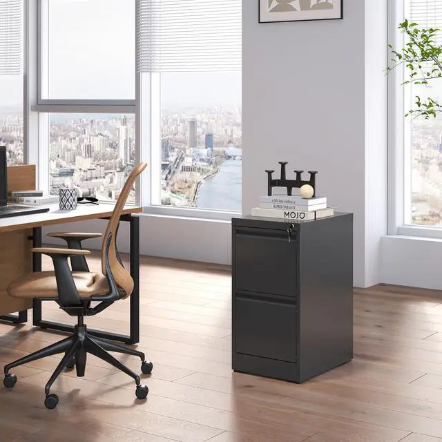 Alt view image 2 of 5 - 2 Drawer File Cabinet with Lock,Metal File Cabinet for Home Office | Black Vertical Filing Cabinets Heavy Duty Office Storage Cabinets for Letter/Legal/A4/F4 Size File, Assembly Required