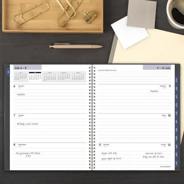 Alt view image 2 of 7 - Planner 2026-2027 Weekly & Monthly Academic 12-Month July-June, 8-1/2" x 11", DayMinder, Charcoal (AYC54545)