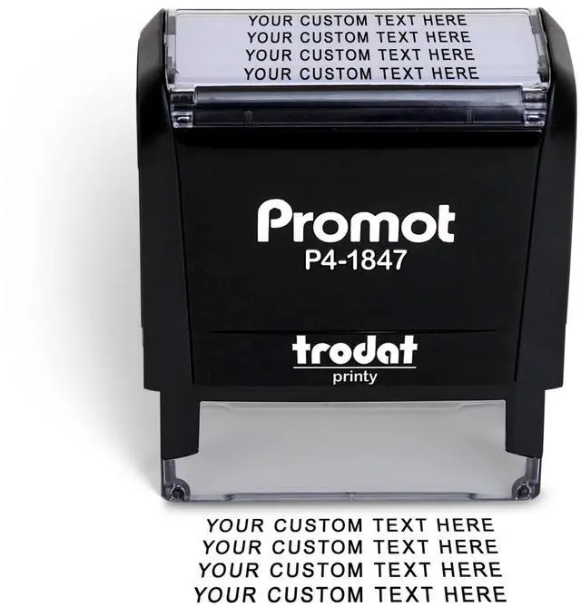 Main image of Self Inking Stamp- Up to 4-Line Personalized Rubber Stamp (Medium) | Consistent Impressions, Thousands of Clear Stampings, One-Hand Operation, Built-In Self-Inking Mechanism, Replaceable Ink Pad
