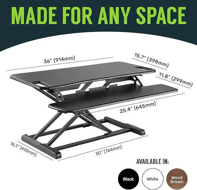 Alt view image 2 of 7 - OF-S06-2 Desk Converter-37-inch Height Adjustable, MDF Wood, Sit-to-Stand Rise-X Pro Black, 36"