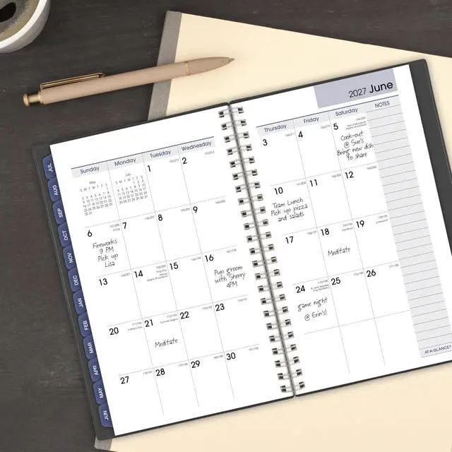 Alt view image 3 of 7 - Planner 2026-2027 Weekly & Monthly Academic 12-Month July-June, 5" x 8", DayMinder, Charcoal (AYC20045)